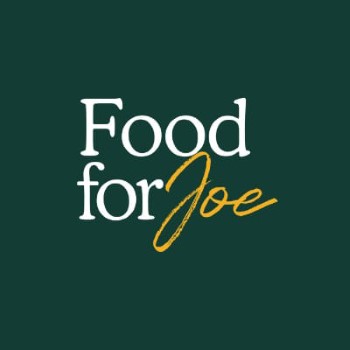 An image of the Food For Joe logo with a reference to website and marketing translation work, translated from Spanish to Portuguese by Joana Vicente.